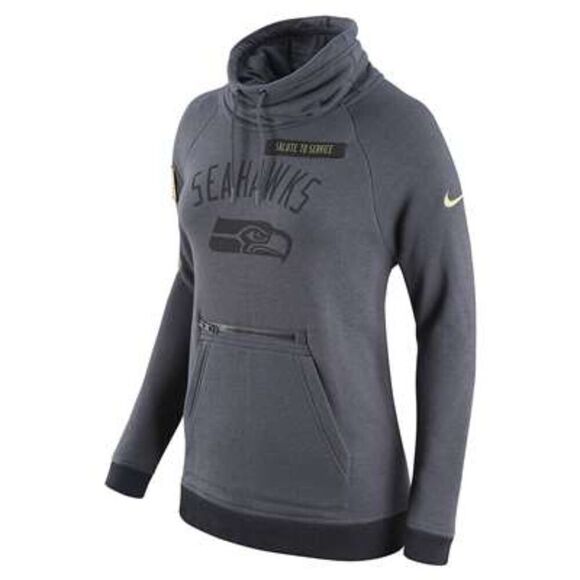 Seahawks NFL Women's Cowl Neck Salute to Service Sweatshirt with zipper pocket L - Picture 1 of 8